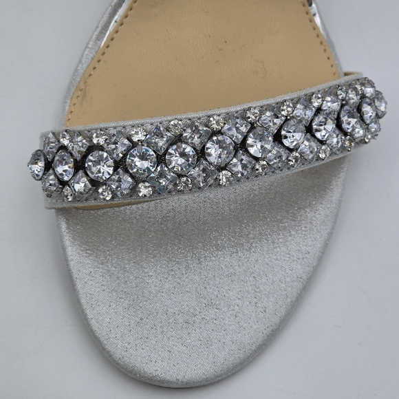 Jewel Badgley Mischka Penny Crystal Embellished Block Heels, Silver, Size 11 - Picture 5 of 16